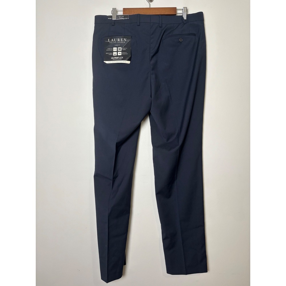 Lauren Ralph Lauren Mens Ultraflex Dress Pants 36x34 Blue Wool Blend Classic - Picture 2 of 6